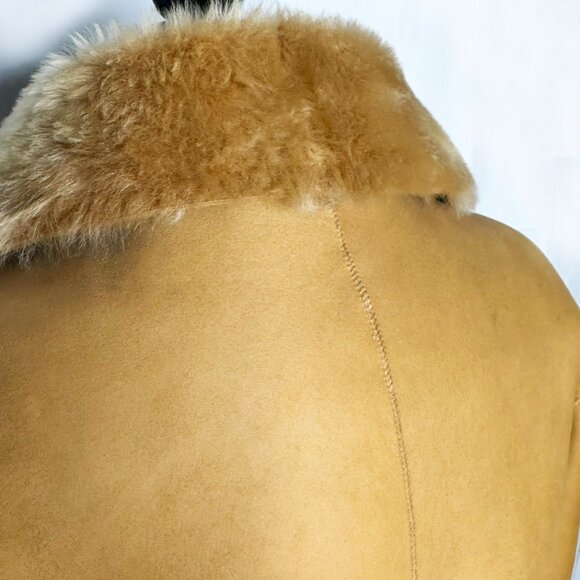 Monzoni24 Italian Shearling Leather Jacket Lambskin Suede Sz. 8  Camel - Picture 16 of 16